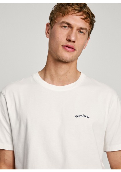 Bisiklet Yaka Kırık Beyaz Erkek T-Shirt PM509636-803 Somerton Tee modelleri