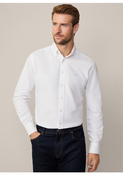 Slim Fit Gömlek Yaka Beyaz Erkek Gömlek HM309361 fiyatları