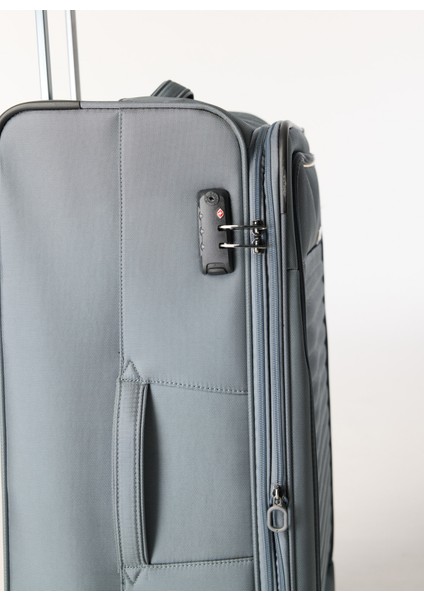 Gri Çekçekli Kumaş Valiz DSC-630 B.boy