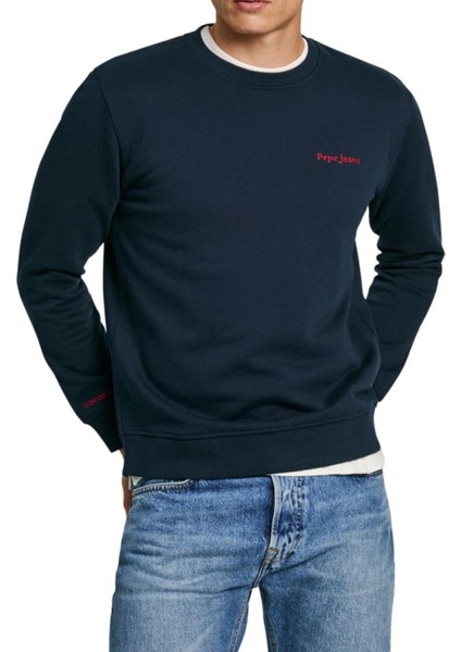 Bisiklet Yaka Lacivert Erkek Sweatshırt PM582723-594 Axel Crew