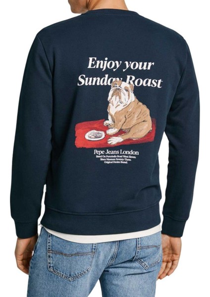 Bisiklet Yaka Lacivert Erkek Sweatshırt PM582723-594 Axel Crew modelleri