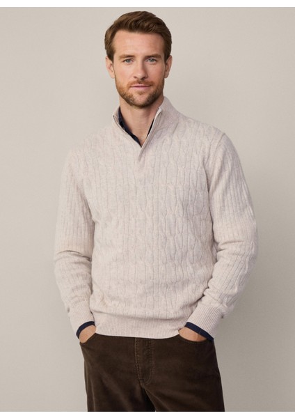 Bato Yaka Slim Fit Ekru Erkek Kazak HM703242 fiyatları