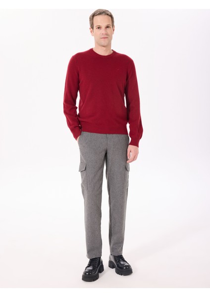 Bisiklet Yaka Slim Fit Bordo Erkek Kazak HM703237 modelleri