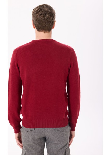 Bisiklet Yaka Slim Fit Bordo Erkek Kazak HM703237 indirimleri