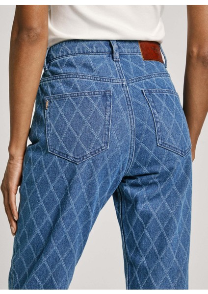 Yüksek Bel Düz Paça Straight Mavi Kadın Denim Pantolon PL204722 fırsatları