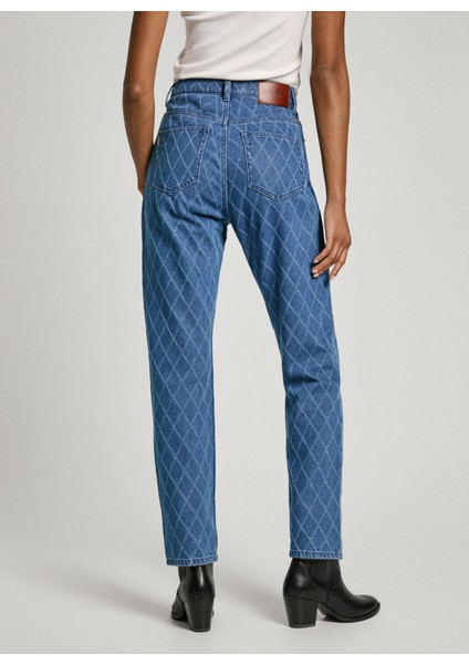 Yüksek Bel Düz Paça Straight Mavi Kadın Denim Pantolon PL204722 indirimleri