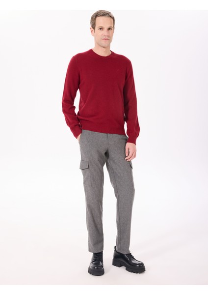 Bisiklet Yaka Slim Fit Bordo Erkek Kazak HM703237 fiyatları
