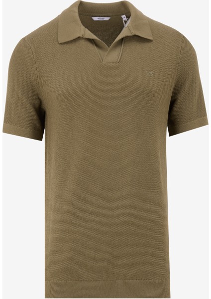 Apaş Yaka Regular Fit Nakışlı Haki Erkek Kazak M5SM-KZK1447