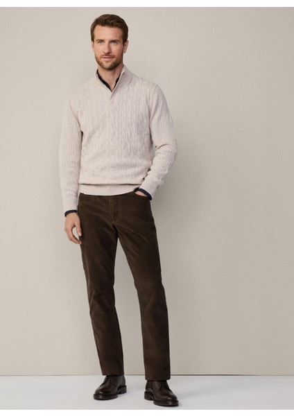 Bato Yaka Slim Fit Ekru Erkek Kazak HM703242