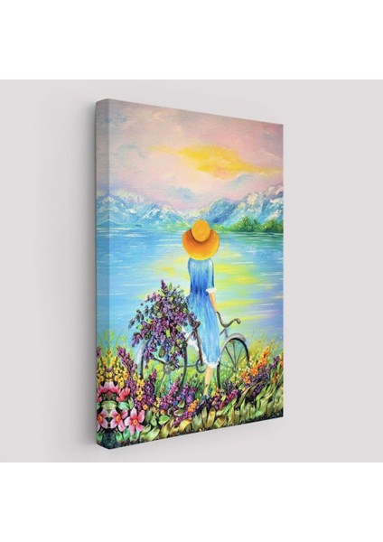 - Göl Kenarındaki Bisikletli Kız Dekoratif Duvar TABLOSU-6135 fiyatları