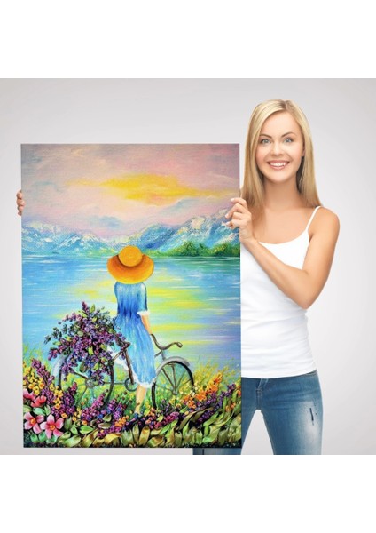 - Göl Kenarındaki Bisikletli Kız Dekoratif Duvar TABLOSU-6135 modelleri