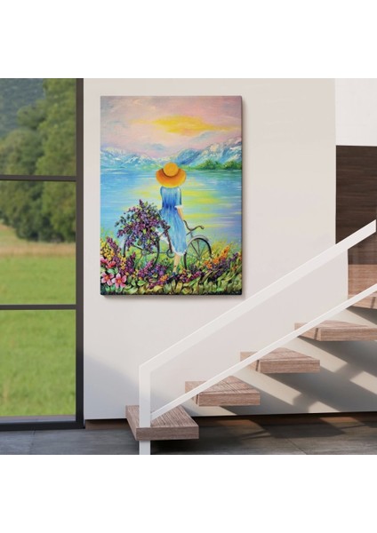 - Göl Kenarındaki Bisikletli Kız Dekoratif Duvar TABLOSU-6135 fırsatları
