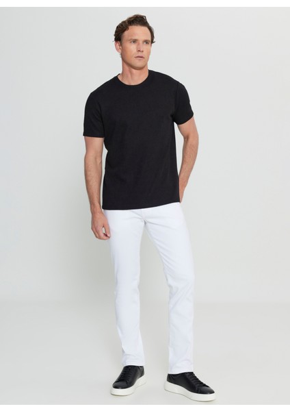 Bisiklet Yaka Jakarlı Siyah Erkek T-Shirt ACE091252300_SYH