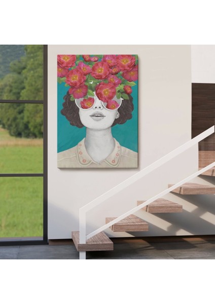 - Çiçekler Saçan Optimist Kadın TABLOSU-6269