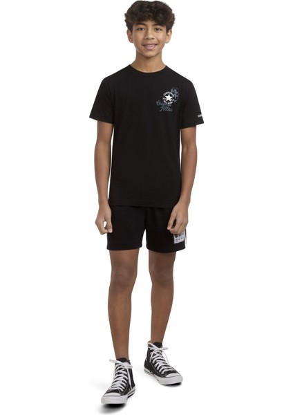 Baskılı Siyah Erkek Çocuk T-Shirt 9CG911-023-CNVB Retro Front Back Lo