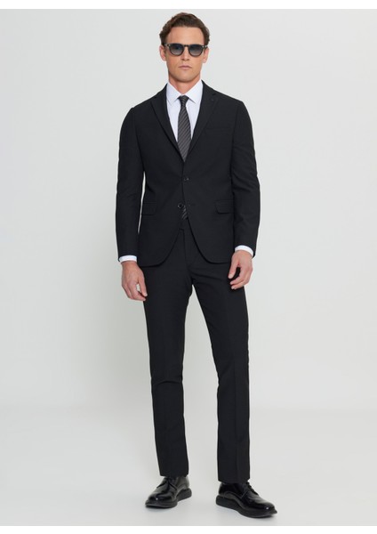 Normal Bel Slim Fit Siyah Erkek Takım Elbise ACE030252249_SYH