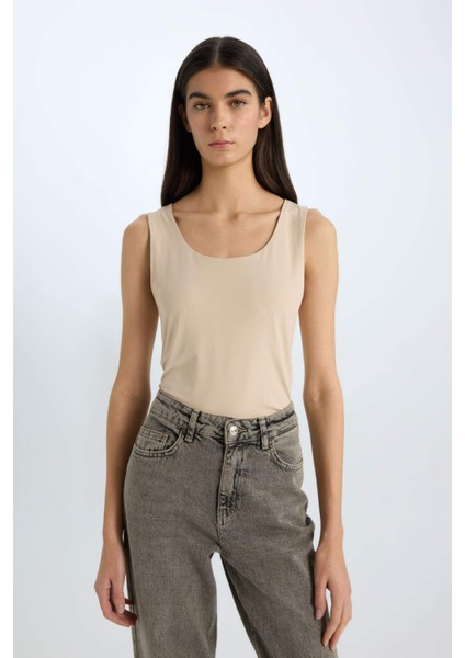 Slim Fit Dar Kesim Basic Düz Yuvarlak Yaka Atlet C2622AX25SP