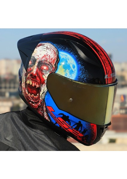 Rapıd 2 Race Zombıe Kapalı Motosiklet Kaskı Gold Camlı