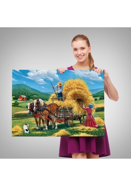 - At Arabasına Saman Yükleyen Köylüler Duvar TABLOSU-6531 fırsatları