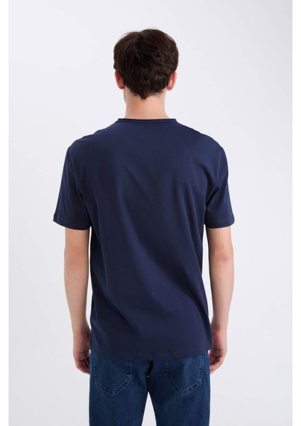 %100 Pamuk Regular Fit Bisiklet Yaka Kısa Kollu Ağır Kumaş Tişört D5481AX25SP