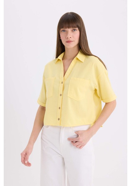 Boxy Fit Basic Düz Kısa Kollu Gömlek V2523AZ25SP modelleri