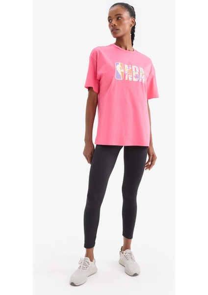 Defactofit Nba Wordmark Oversize Fit Bisiklet Yaka Kısa Kollu TIŞÖRT A1711AX25SM