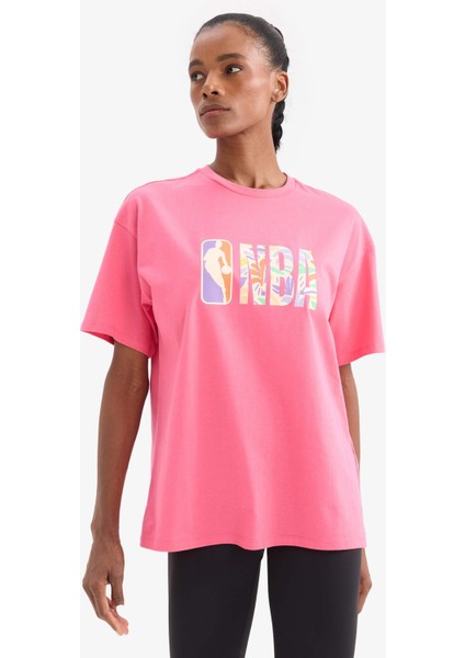 Defactofit Nba Wordmark Oversize Fit Bisiklet Yaka Kısa Kollu TIŞÖRT A1711AX25SM