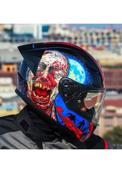 Ls2 Rapıd 2 Race Zombıe Kapalı Motosiklet Kaskı Şeffaf Camlı