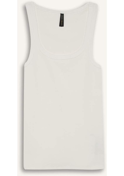 Slim Fit Dar Kesim Basic Düz Yuvarlak Yaka Fitilli Kaşkorse Atlet E5539AX25SM