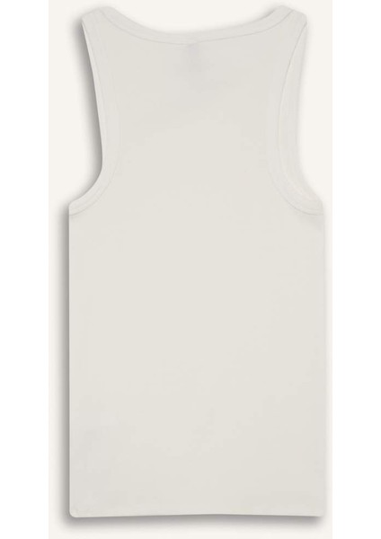 Slim Fit Dar Kesim Basic Düz Yuvarlak Yaka Fitilli Kaşkorse Atlet E5539AX25SM