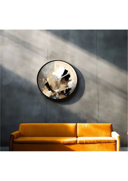 Dekoratif 3D Baskı Geometrik Desen Yuvarlak Duvar Saati -28