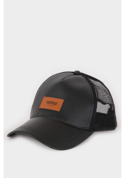 Erkek Suni Deri Cap Şapka W8557AZ25SM