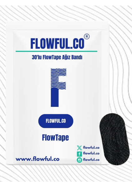 Ağız Bandı 30 Adet - Tıbbi Uyku Bandı Siyah Hipoalerjenik Pamuk Kumaş ile Konforlu Uyku - Flowful.co