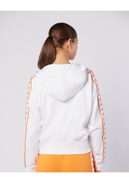 222 Banda Carlise Tur Kadın Beyaz-Turuncu Regular Fit Fermuarlı Eşofman Üstü indirimleri