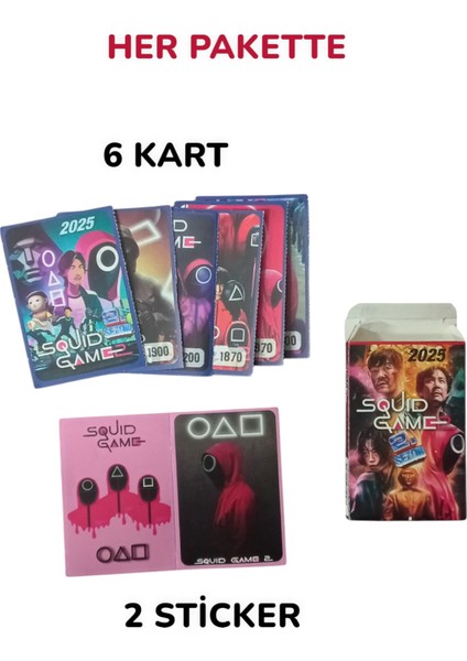 Squid Game 2. Sezon Özel | 10 Kutu Içinde Toplam 60 Kart 20 Stickers Oyun Kartları fırsatları