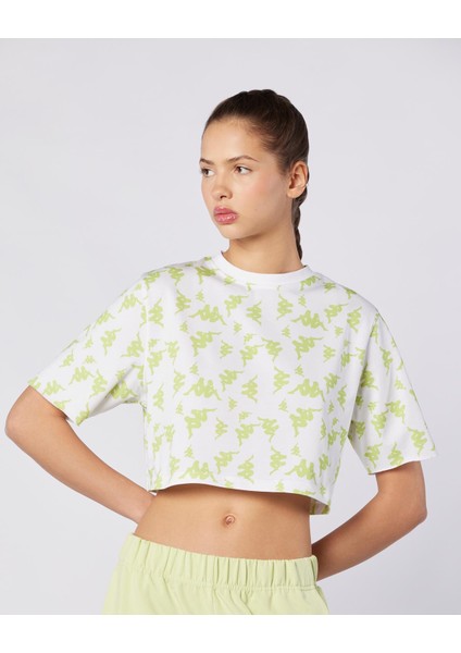 Miran Tee Kadın Beyaz-Yeşil Regular Fit Tişört modelleri