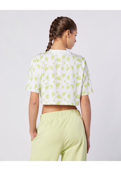 Miran Tee Kadın Beyaz-Yeşil Regular Fit Tişört fırsatları