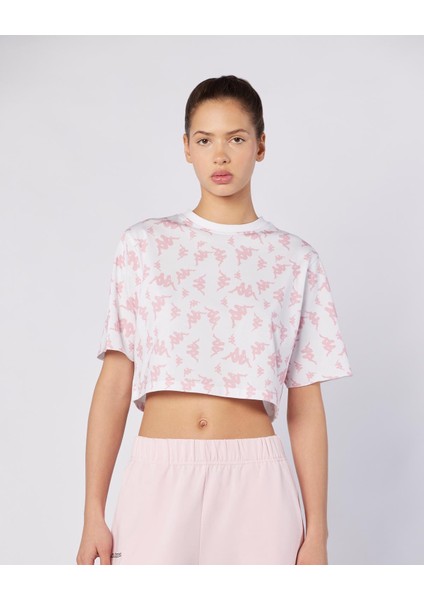 Miran Tee Kadın Beyaz-Pembe Regular Fit Tişört