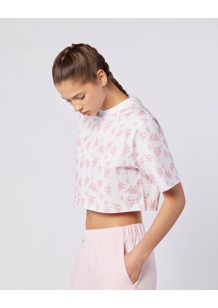 Miran Tee Kadın Beyaz-Pembe Regular Fit Tişört fiyatları