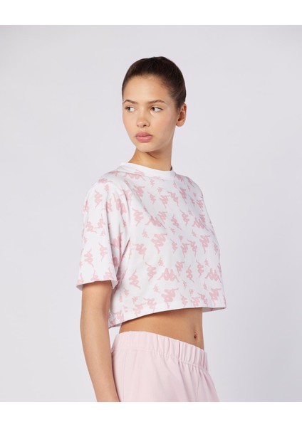 Miran Tee Kadın Beyaz-Pembe Regular Fit Tişört fırsatları