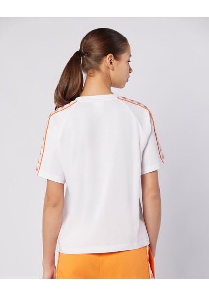 222 Banda Adi Tur Kadın Beyaz-Turuncu Regular Fit Tişört indirimleri