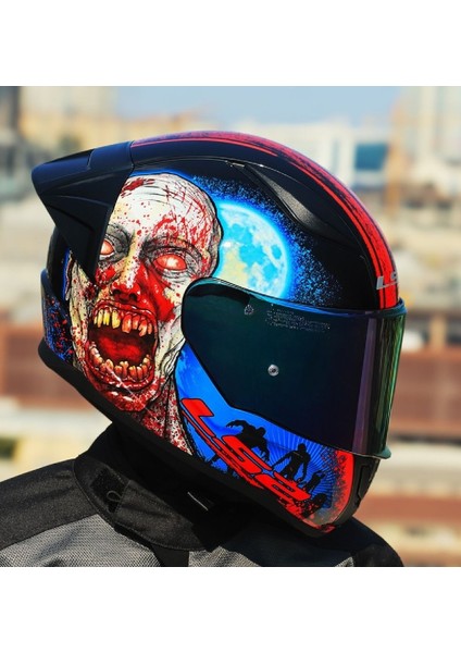 Rapıd 2 Race Zombıe Kapalı Motosiklet Kaskı Gökkuşağı Camlı indirimleri