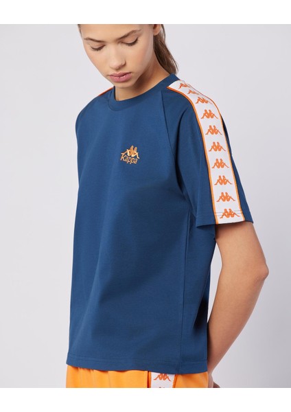 222 Banda Adi Tur Kadın Lacivert-Turuncu Regular Fit Tişört fiyatları