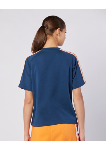 222 Banda Adi Tur Kadın Lacivert-Turuncu Regular Fit Tişört modelleri