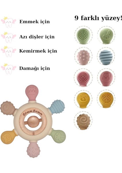 Boncuklu Silikon Bebek Diş Kaşıyıcı Hafif ve Rahat Kavranır