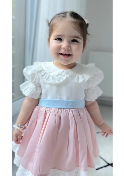 Kız Bebek Çocuk Pamuk Saten Kısa Kollu Vintage Elbise modelleri