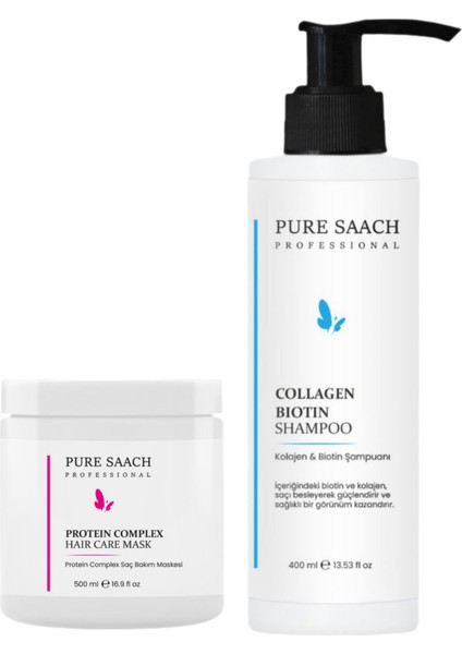 PURE SAACH PROFESSİONAL 2 ÜRÜN BİR ARADA COLOGEN& BİOTİN SHAMPOO Ve SAÇ BAKIM MASKE