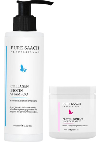 PURE SAACH PROFESSİONAL 2 ÜRÜN BİR ARADA COLOGEN& BİOTİN SHAMPOO Ve SAÇ BAKIM MASKE fiyatları