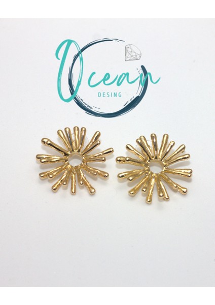 Pirinç Gold Renk Kemik Model Küpe