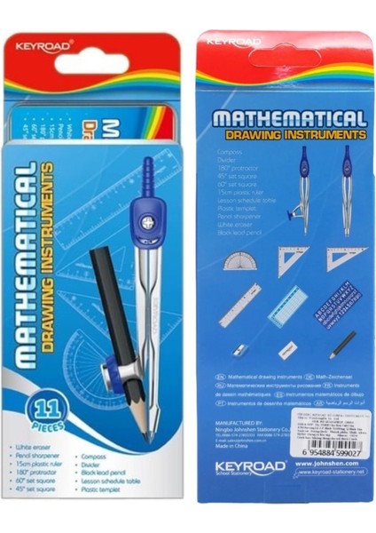 Teknik Çizim Seti 11 Parça Keyroad Metal Pergel Gönye Açı Ölçer Iletki Harf Şablonu Metal Kutulu 971708 fırsatları